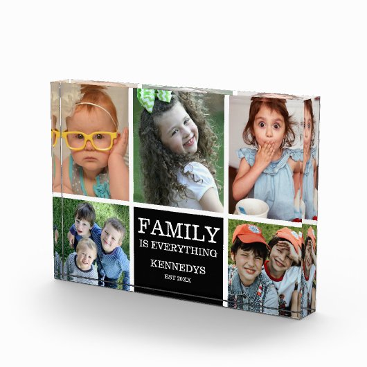 パーソナライズされた5数々の写真ファミリ名引用文 フォトブロック (右)