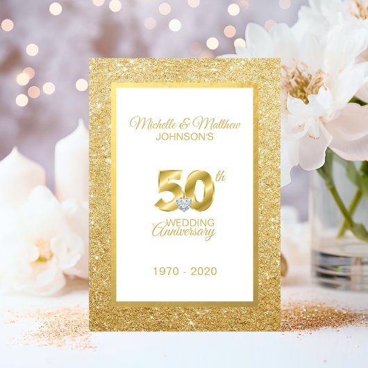 パーソナライズされた50周年ゴールド結婚記念日 招待状