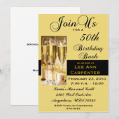 パーソナライズされた50歳の誕生日パーティーの招待状 招待状 (正面/裏面)