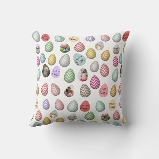 パーソナライズされた6フォトパステルイースター卵パターン クッション (裏面)