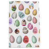 パーソナライズされた6フォトパステルイースター卵パターン ミディアムペーパーバッグ (正面)