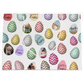 パーソナライズされた6フォトパステルイースター卵パターン ラージペーパーバッグ (正面)