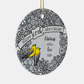 パーソナライズされた60周年記念ダイヤモンドフローラ鳥 セラミックオーナメント (右)