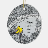 パーソナライズされた60周年記念ダイヤモンドフローラ鳥 セラミックオーナメント (左)