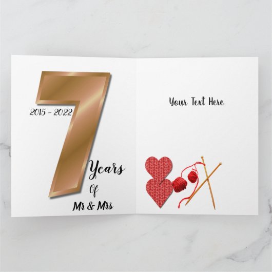 パーソナライズされた7年結婚記念カード妻 カード (内部)