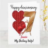 パーソナライズされた7年結婚記念カード妻 カード (黄色い花)