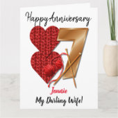 パーソナライズされた7年結婚記念カード妻 カード (正面)