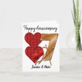 パーソナライズされた7年結婚記念カード カード (正面)