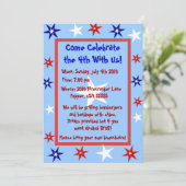 パーソナライズされた7月4日パーティー招待状 招待状 (スタンド正面)