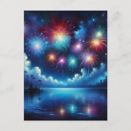 パーソナライズされた7月4日花火 ポストカード (正面)