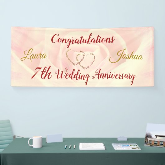 パーソナライズされた7結婚周年記念バナー 横断幕 (トレードショー)
