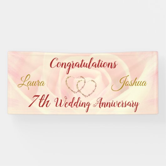 パーソナライズされた7結婚周年記念バナー 横断幕 (横)