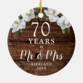 パーソナライズされた70周年結婚プラチナ セラミックオーナメント (裏面)