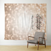 パーソナライズされた70歳の誕生日バックドロップ ローズゴールド タペストリー (インサイチュ(横))