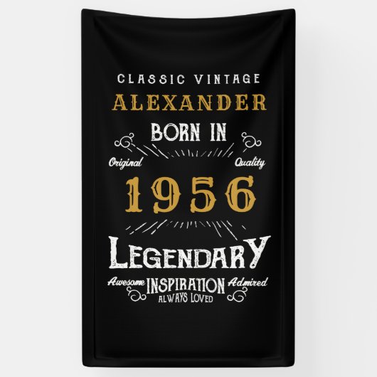 パーソナライズされた70歳の誕生日 1956年生まれ レトロパーティー 横断幕 (縦)