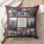 パーソナライズされた8フォトコラージュブルゴーニュ装飾用クッション クッション (ブランケット)