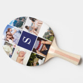 パーソナライズされた8フォトコラージュブルー 卓球ラケット (横)