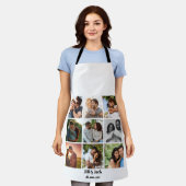 パーソナライズされた9カップル用フォトコラージュテンプレート エプロン (着用した状態)