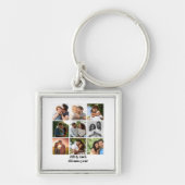 パーソナライズされた9カップル用フォトコラージュテンプレート キーホルダー (正面)