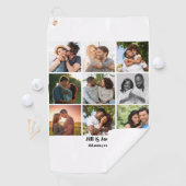 パーソナライズされた9カップル用フォトコラージュテンプレート ゴルフタオル (インサイチュ)