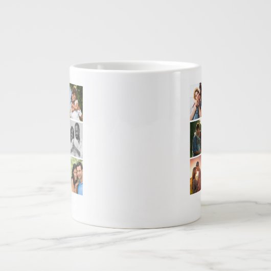 パーソナライズされた9カップル用フォトコラージュテンプレート ジャンボコーヒーマグカップ (正面)
