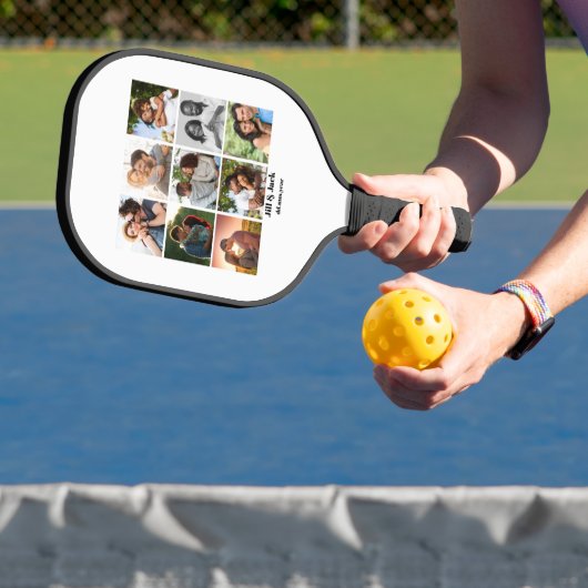 パーソナライズされた9カップル用フォトコラージュテンプレート ピックルボールラケット (インサイチュ)