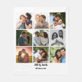 パーソナライズされた9カップル用フォトコラージュテンプレート フリースブランケット (正面)