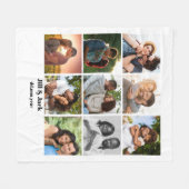 パーソナライズされた9カップル用フォトコラージュテンプレート フリースブランケット (正面(横))