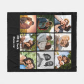 パーソナライズされた9カップル用フォトコラージュテンプレート フリースブランケット (正面(横))