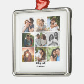 パーソナライズされた9カップル用フォトコラージュテンプレート メタルオーナメント (左)