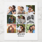 パーソナライズされた9カップル用フォトコラージュテンプレート ワインラベル (シングルラベル)