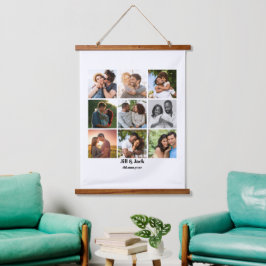 パーソナライズされた9カップル用フォトコラージュテンプレート 吊り下げ型タペストリー