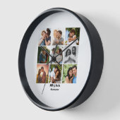 パーソナライズされた9カップル用フォトコラージュテンプレート 壁時計 (傾斜)