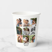パーソナライズされた9カップル用フォトコラージュテンプレート 紙コップ (裏面)