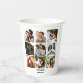 パーソナライズされた9カップル用フォトコラージュテンプレート 紙コップ (正面)
