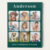 パーソナライズされた9フォトコラージュトレンディーエメラルドグリーン プランナー手帳 (裏面)