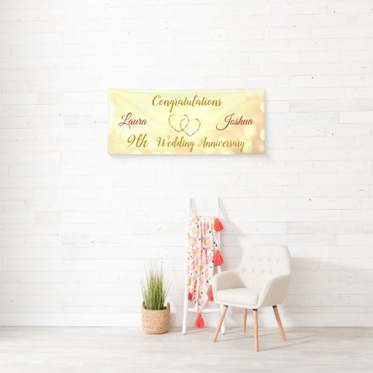 パーソナライズされた9結婚周年記念バナー 横断幕 (インサイチュ)