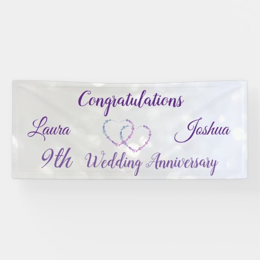 パーソナライズされた9結婚周年記念バナー 横断幕 (横)