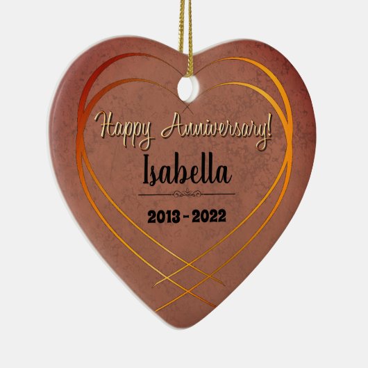 パーソナライズされた9結婚周年記念品 セラミックオーナメント (右)