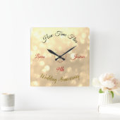 パーソナライズされた9結婚周年記念 スクエア壁時計 (ホーム)