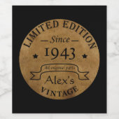 パーソナライズされた90歳のヴィンテージ90歳の誕生日パーティー ワインラベル (シングルラベル)