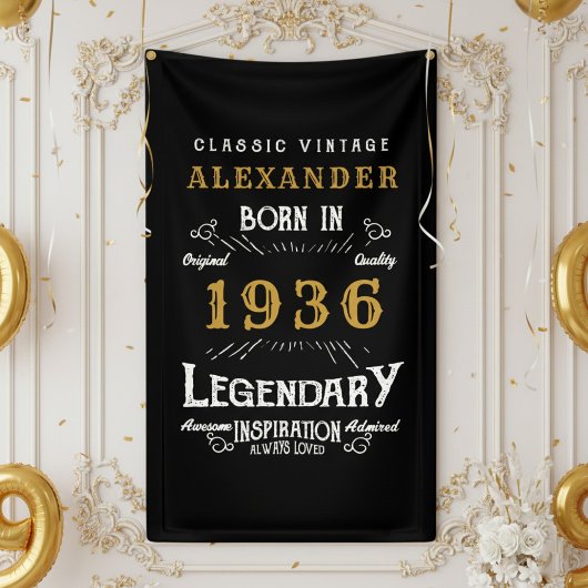 パーソナライズされた90歳の誕生日 1936年生まれ レトロパーティー 横断幕