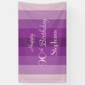 パーソナライズされた90番目の誕生日パープルストライプ 横断幕 (縦)