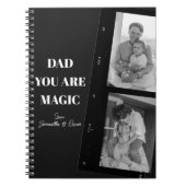 パーソナライズされた「お父さん、あなたは魔法使い」2人のお父さん写真 ノートブック (正面)