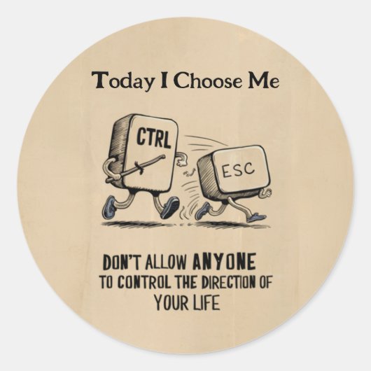 パーソナライズされた「やる気を起こさせる今日は私が選ぶ」 ラウンドシール (正面)