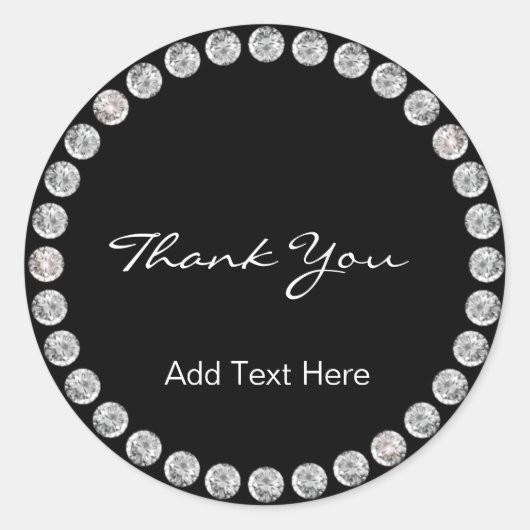 パーソナライズされた&エレガントクラッシーブラックとダイヤモンド ラウンドシール (正面)