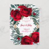 [パーソナライズされた]エレガントバラ結婚式招待状 招待状 (正面/裏面)