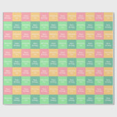 パーソナライズされた、エレガントピンク緑、黄誕生日 ラッピングペーパー (フラット)