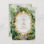 [パーソナライズされた]エレガントモダン庭園の結婚式 招待状 (正面/裏面)