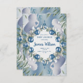 [パーソナライズされた]エレガント男の赤ちゃんシャワー招待状 招待状 (正面/裏面)